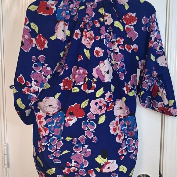 Yumi Kim Multi Color Floral 3/4 Roll Tab Sleeve Button Up Blouse Size Small - Picture 6 of 8